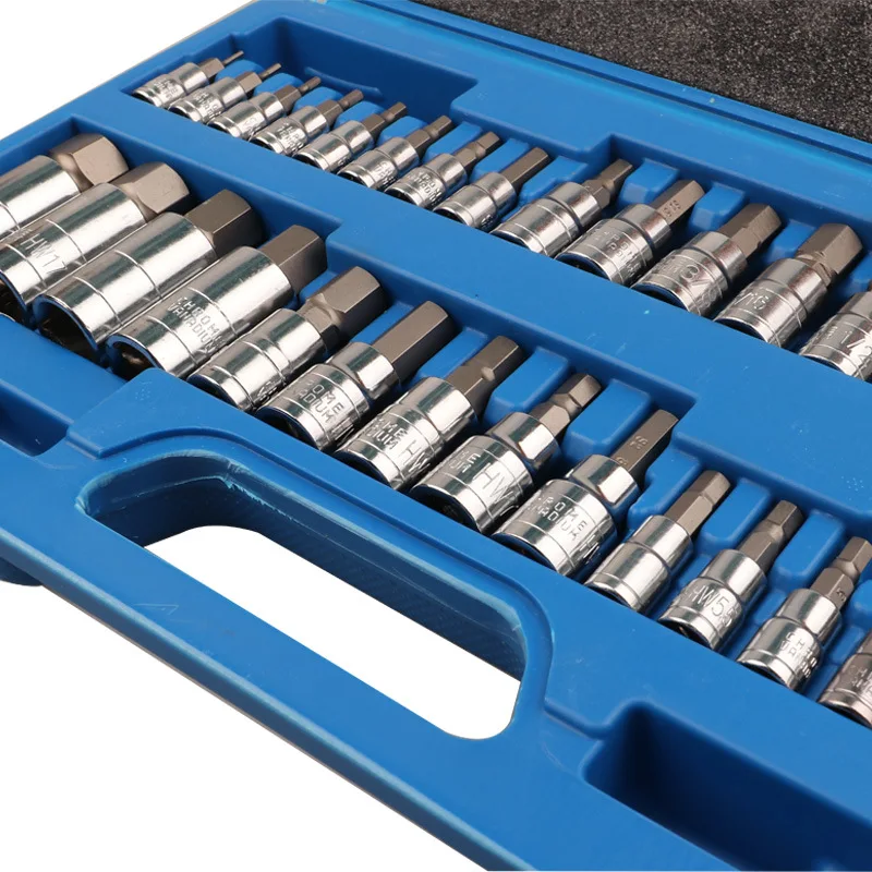 34-piece batching sleeve set high quality chrome vanadium steel metric sleeve head mechanical repair professional tools 34-piece batching sleeve set high quality chrome vanadium steel metric sleeve head mechanical repair professional tools