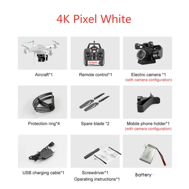 Дрон 4k камера аэрофотосъемка длительный срок службы батареи Wifi карта передача четырехосный самолет игрушка пульт дистанционного управления RC самолет - Цвет: White 4k 1B