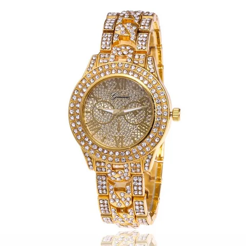 New Men's Quartz Watch Fashion Luxury Full Diamond Stainless Steel Steel Belt Diamond Multi-function Casual Watch
