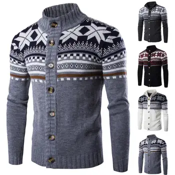 

2019 Winter Thick Sweater Knitted Coat Men Casual Long Sleeve Cardigan Sweater Coat Men Button Warm Men's Knitted Sweater Coat