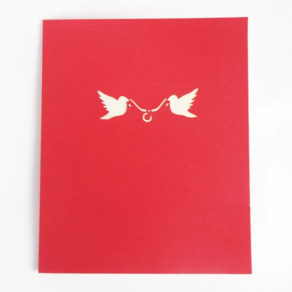  Creative 3D Pop Up Cards Marriage Diamond Love Ring Gift Box Wedding Invitations Greeting Card Post - 4000266365348
