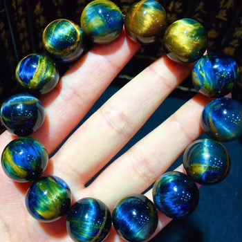 

16mm Natural Pietersite Blue Yellow Stretch Gemstone Round Beads Bracelet From Namibia For Man and Woman AAAAAA