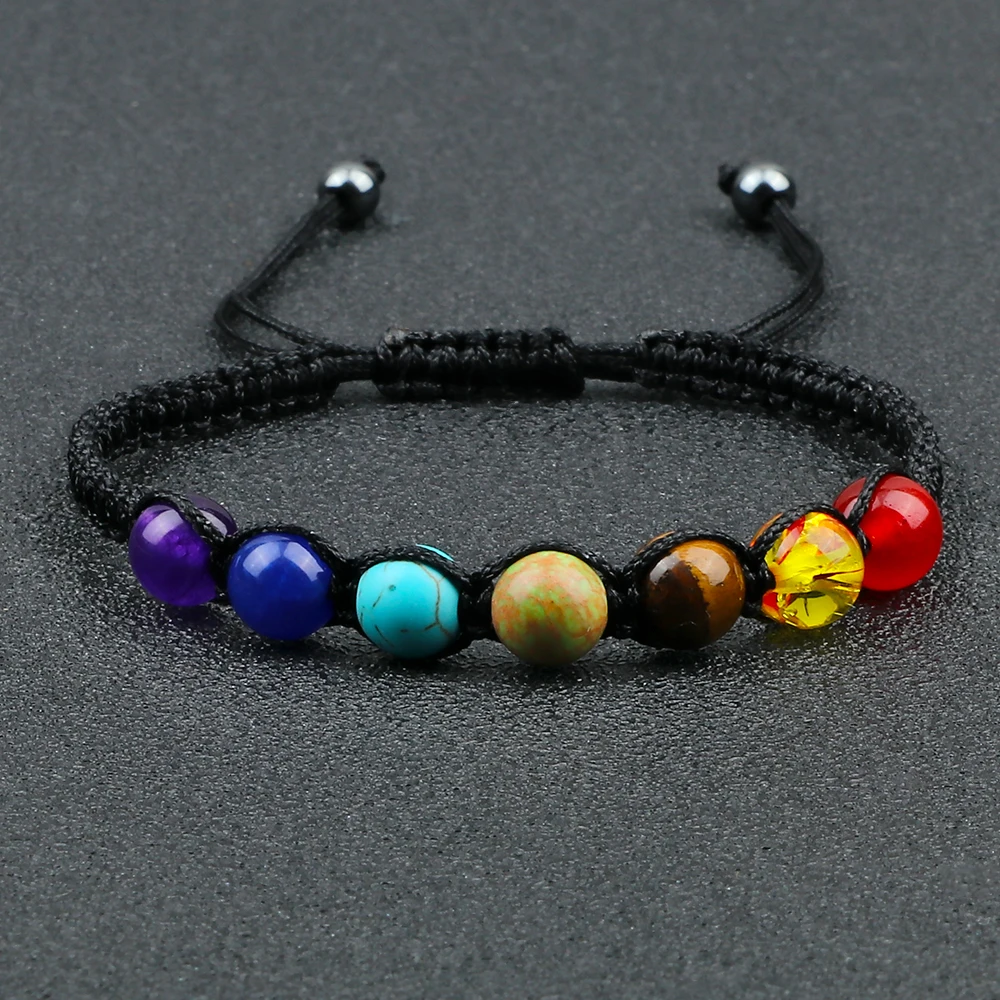 Kristall Perlen Armreif Heilung Gebet Stein Armband 7 Chakra Kristall Armband Aus Steinperlen – Heil- & Gebetsarmband Für Frauen & Männer, Mehrfarbig Chakra Stein Armreif