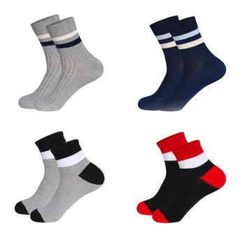 

LIONZONE Striped Black Grey College Wind Bamboo Loop Men Socks Antibacterial Breathable Everyday Spring Man Socks