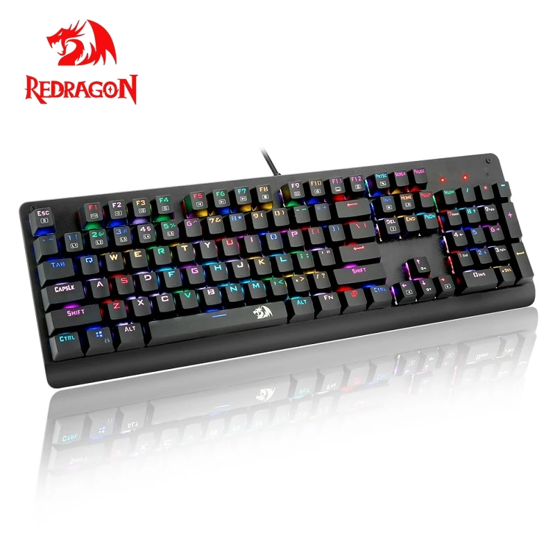 Redragon K581 RGB USB Mechanical Gaming Keyboard Blue Switch Led Backlit 104 Key Wired Computer Game FPS PUG Overwatch