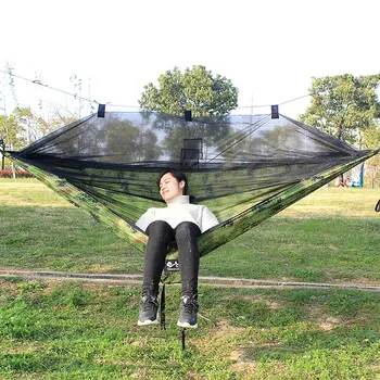 

Camping Hammock with Mosquito Net Pop-Up Light Portable Outdoor Parachute Hammocks Swing Sleeping Hammock Camping Stuff