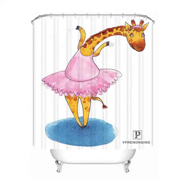 Shower Curtain Пользовательские животных Жираф Водонепроницаемый душ Шторы Главная Ванна Ванная комната s крючки полиэфирной ткани Multi Sizes180509-10 - Цвет: Shower Curtain
