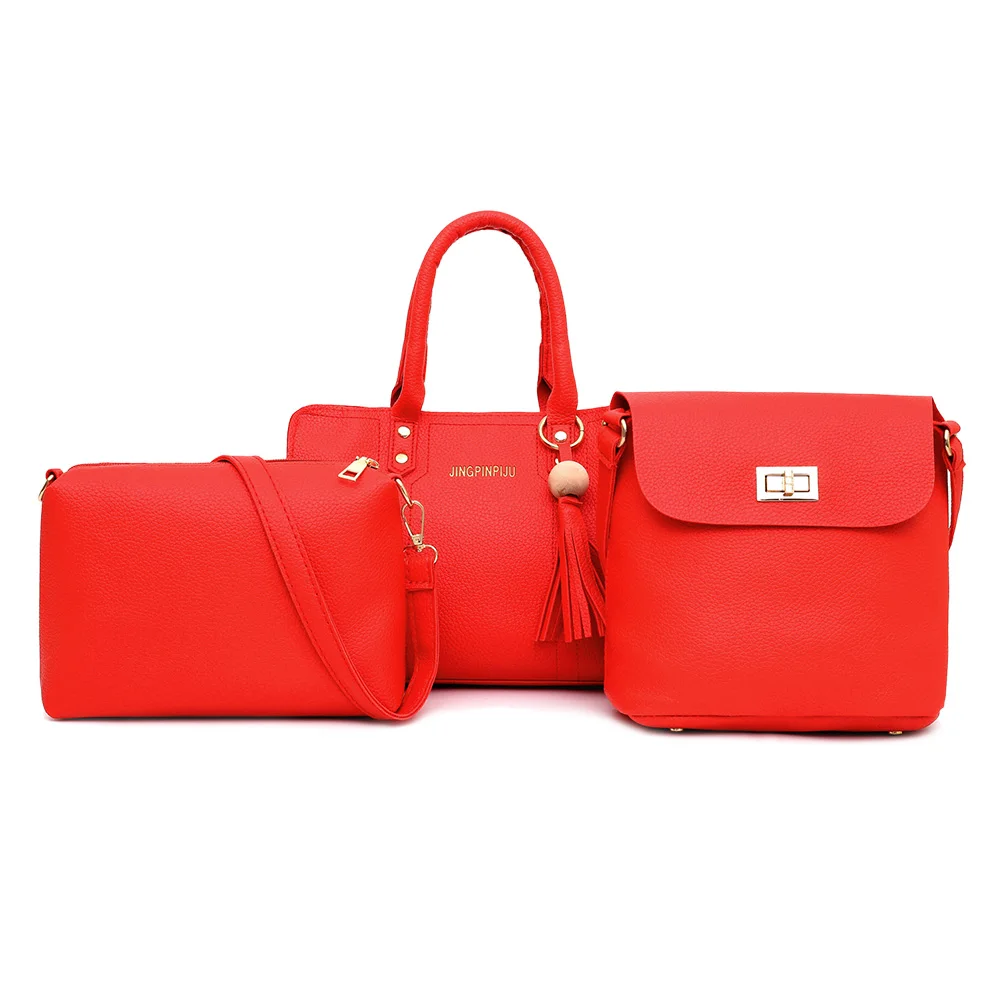 red Новые модные роскошные Для женщин PU кожаный слинг сумка-портфель сумки через плечо сумки сцепления кошелек на молнии леди большой Ёмкость через плечо ручная сумка Sac A Main - Цвет: red