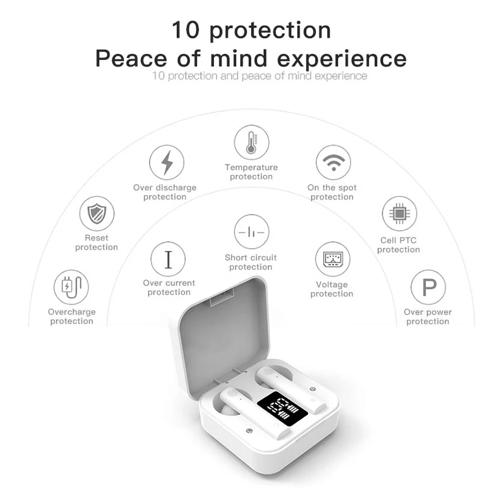 Air2S TWS беспроводной светодиодный Bluetooth наушники с сенсорным управлением
