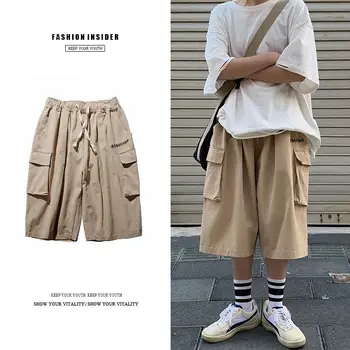 

Men's overalls 2020 spring and summer new Japanese wide leg cropped pants young personality fashion trend men's clothing