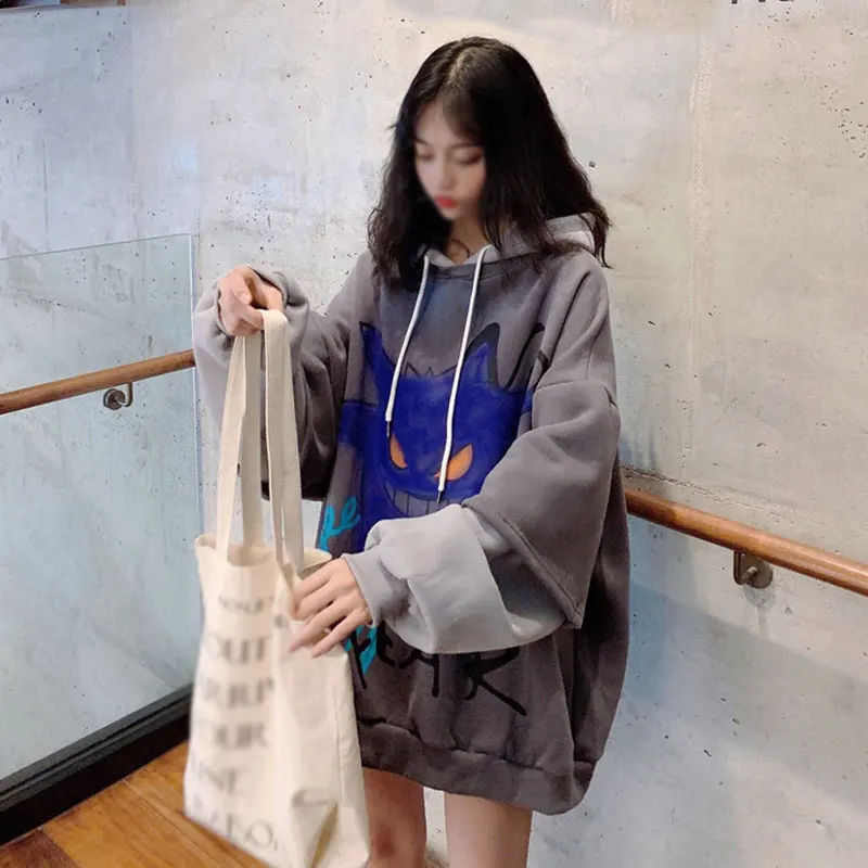  Hooded Sweatshirt Drawstring New Ladies Autumn Loose Thickening Plus Velvet Fake Two Coat Tops