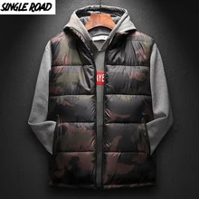 SingleRoad, зимний мужской жилет,, камуфляж, бодиутеплитель, без рукавов, куртка, мужской, Сверхлегкий, теплый, черный, мужской, s, хлопковое пальто, ветрозащитное