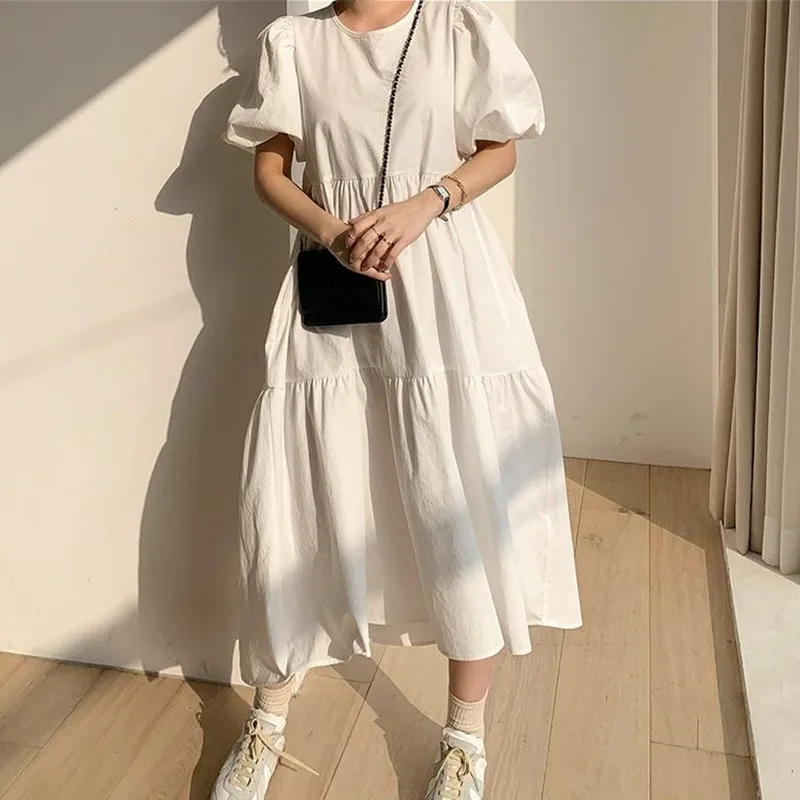 

LANMREM 2020 new korea styles summer fashion women clothing Dress women's long loose large size casual Dress WL32900L