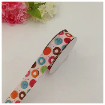 

20yards 1inch 25mm heat transfer printed doughnut Donuts grosgrain ribbon for birthday gift packing christmas party decoration
