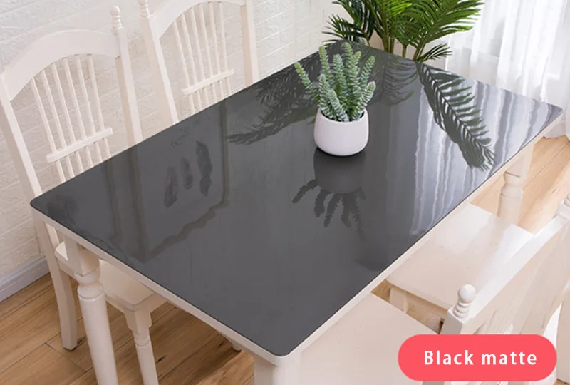 1.6mm Black matte Туманная 1,6 мм безвкусная ПВХ скатерть водонепроницаемый черный матовый стол покрытие прямоугольные скатерти для стола защита рабочего стола - Цвет: 1.6mm Black matte