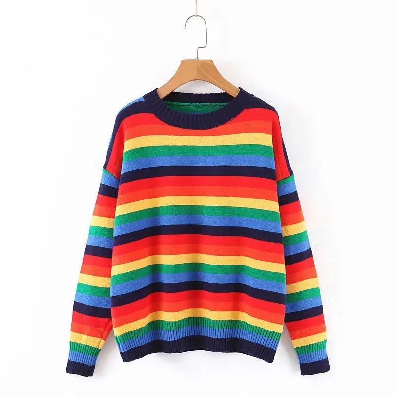 

XL46-2042 European and American fashion striped sweater