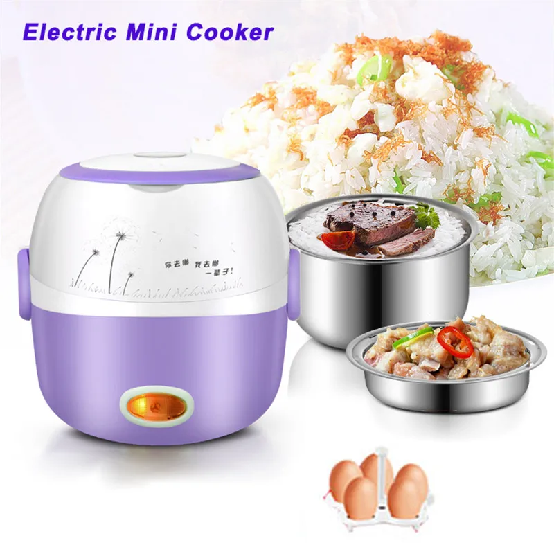 

Karsah Mini Electric Rice Cooker Thermal Heating Lunch Box Portable Food Steamer Cooking Container Meal Lunchbox Warmer 200W