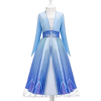 

Queen Princess Birthday Party Dress Kids New Year Carnival Cosplay Performance Costume Girls Crystal Light Blue Halloween Dress