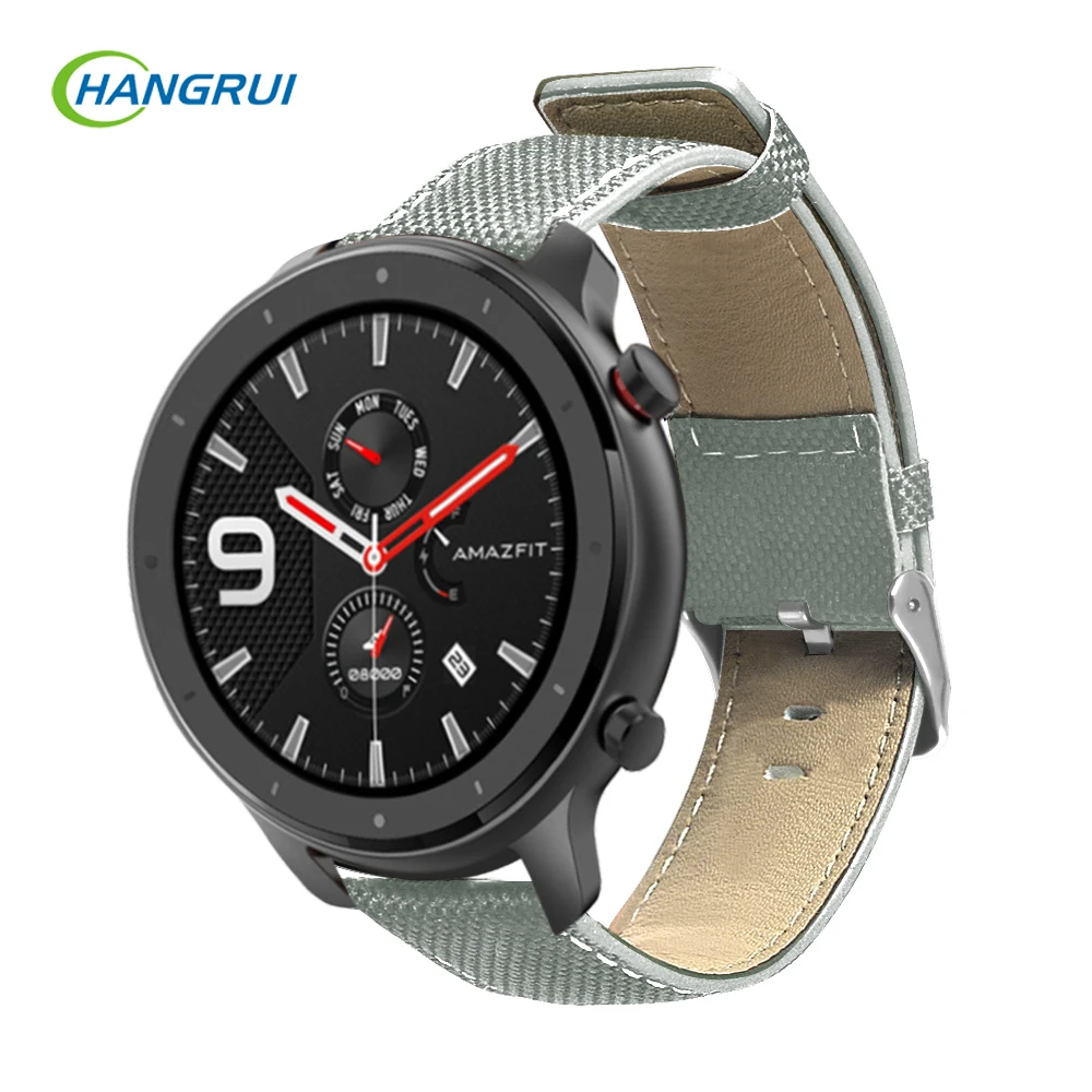 Водонепроницаемый кожаный ремешок для часов Xiaomi Huami Amazfit GTR 22 мм Смарт-часы спортивные фитнес-браслет для huawei Watch GT