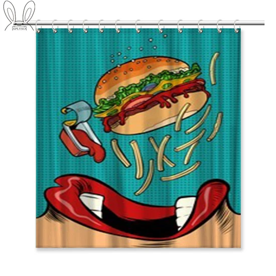 Занавеска для душа aplisia фаст-фуд, Вкусный гамбургер, 72x72 дюйма, водонепроницаемая занавеска для ванной комнаты, индивидуальная домашняя занавеска с крючками - Цвет: 24