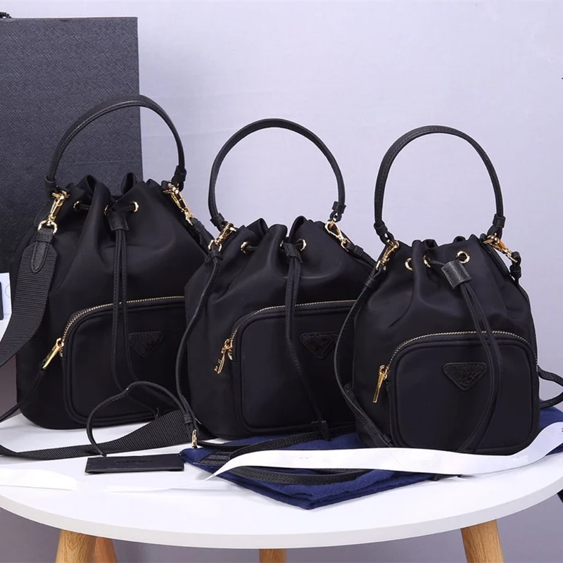 Нейлоновая сумка, женские сумки через плечо, ремни, сумка-мешок, сумка на шнуровке, модная брендовая женская сумка на плечо, женская сумка на молнии - Цвет: Black