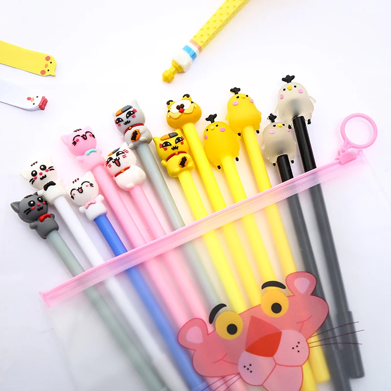 12Pcs/pack Creative Kawaii Gel Pen Black Cat We Bare Bear Cactus Unicorn Flamingo Christmas Gift Cute Stationery Store Ink Pens - Цвет: 23