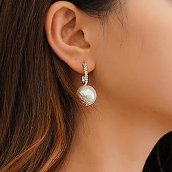 

Xinwei Trendy Pendant Drop Earrings For Women Fashion Pearl Charm Statement Jewelry Wedding Earrings Female