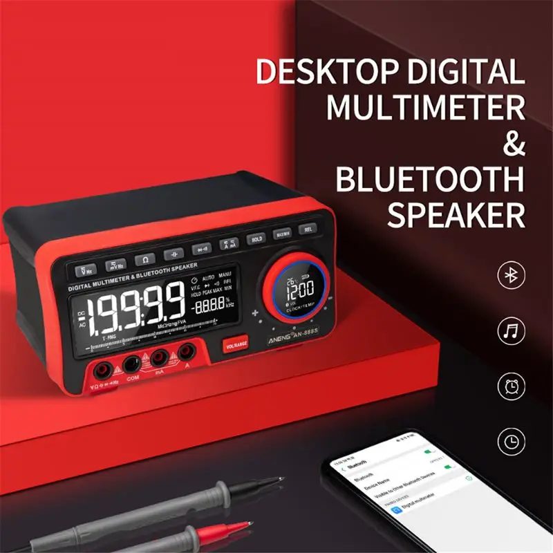 AN888S Цифровой мультиметр 19999 отсчетов многофункциональные часы динамик термометр