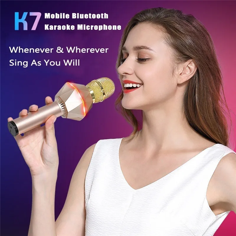 Модный беспроводной Bluetooth микрофон Многофункциональный караоке микрофон Портативный беспроводной микрофон Алмазный Стиль микрофон