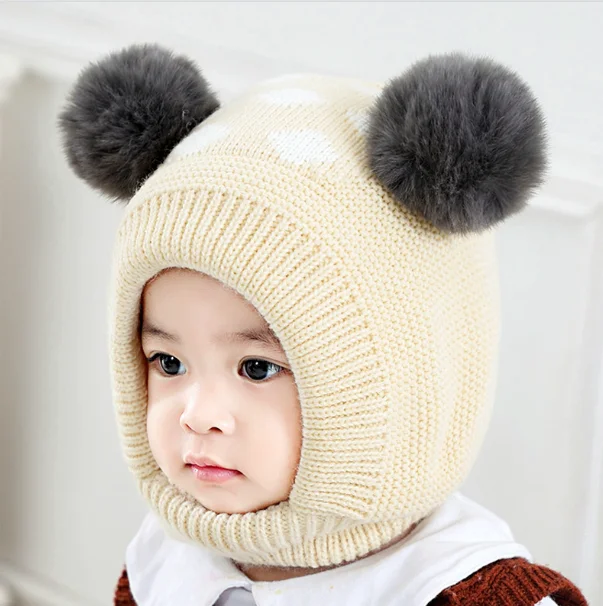 beige Baby hat Autumn and Winter Boy's woolen hat Korean version baby knitted hat - Цвет: beige