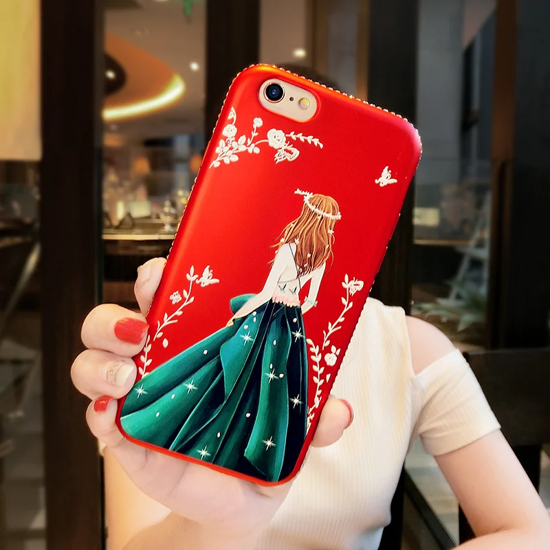 

Jewelled Frame Glitter Phone Case for Redmi Note 7 Case MI8 9 6X 5X A2 A1 Max 3 Redmi 5 5A Fashion Goddess Back View Matte Cover
