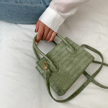 

Small Crocodile Pattern Solid Color PU Leather Crossbody Bags For Women 2020 Summer Lady Shoulder Handbags Female Simple Totes