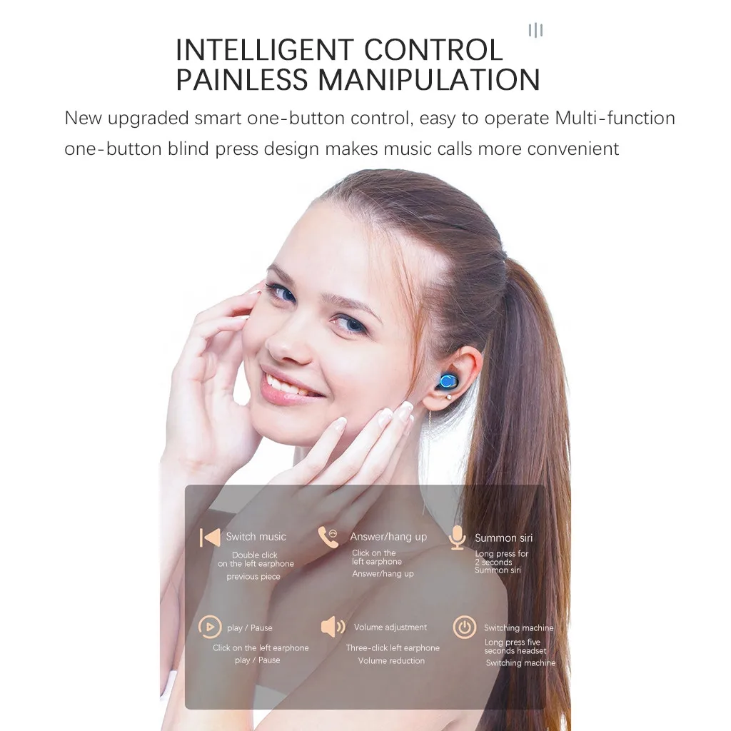 20% беспроводные Bluetooth наушники V5.0 TWS наушники с сенсорным управлением стерео Спортивная Беспроводная гарнитура наушники гарнитура с внешним аккумулятором