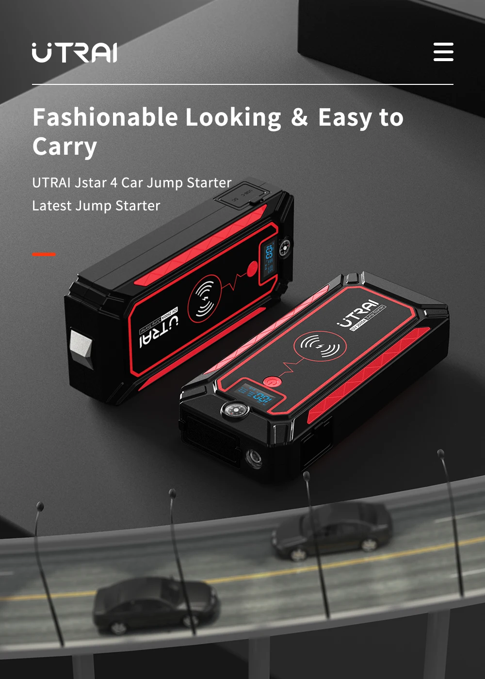 car jumper UTRAI Car Jump Starter 24000mAh 2500A Power Bank 12V Car Battery with 10W Wireless Charger LCD Screen Starting Device best jump starter