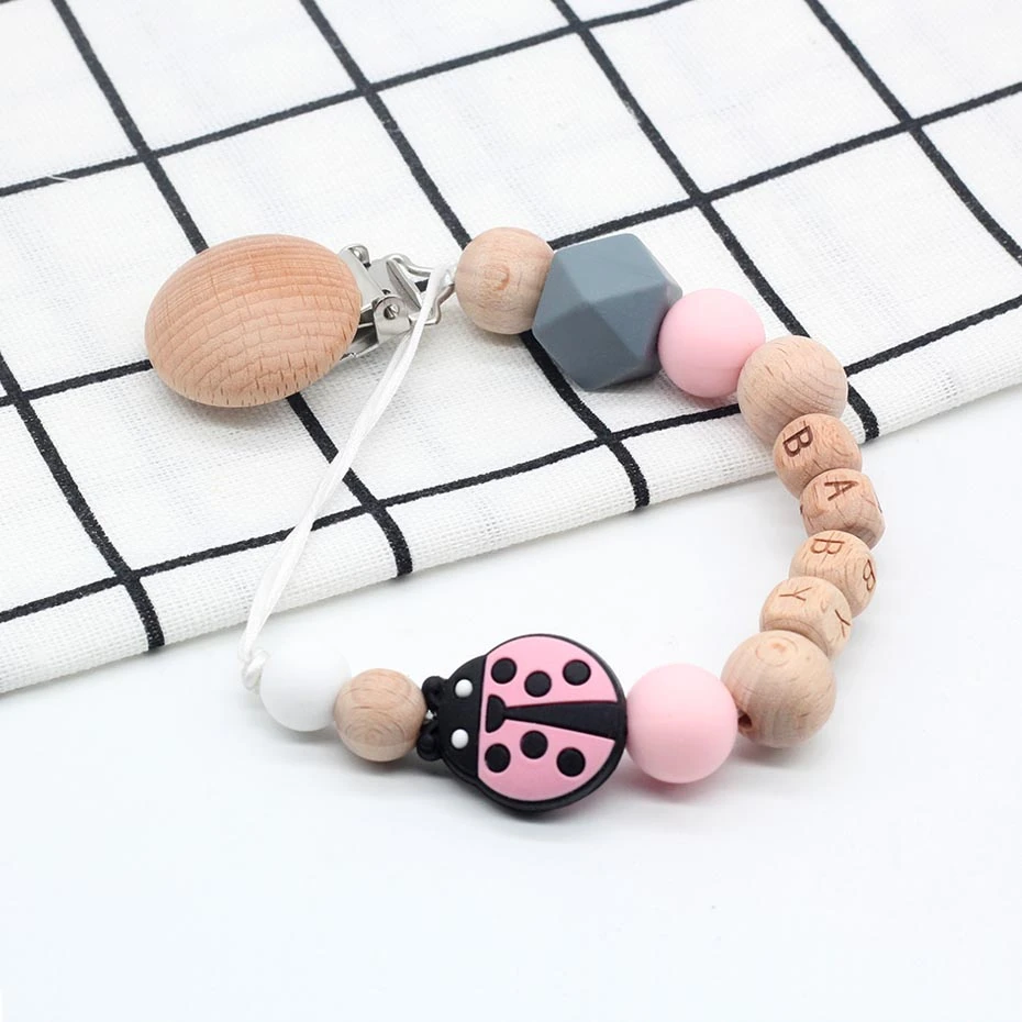 

Personalize Name Baby Pacifier Clips Beetle Soother Chain Infant Dummy Clips Bpa Free Newborn Baby Pacifier Holder Chain