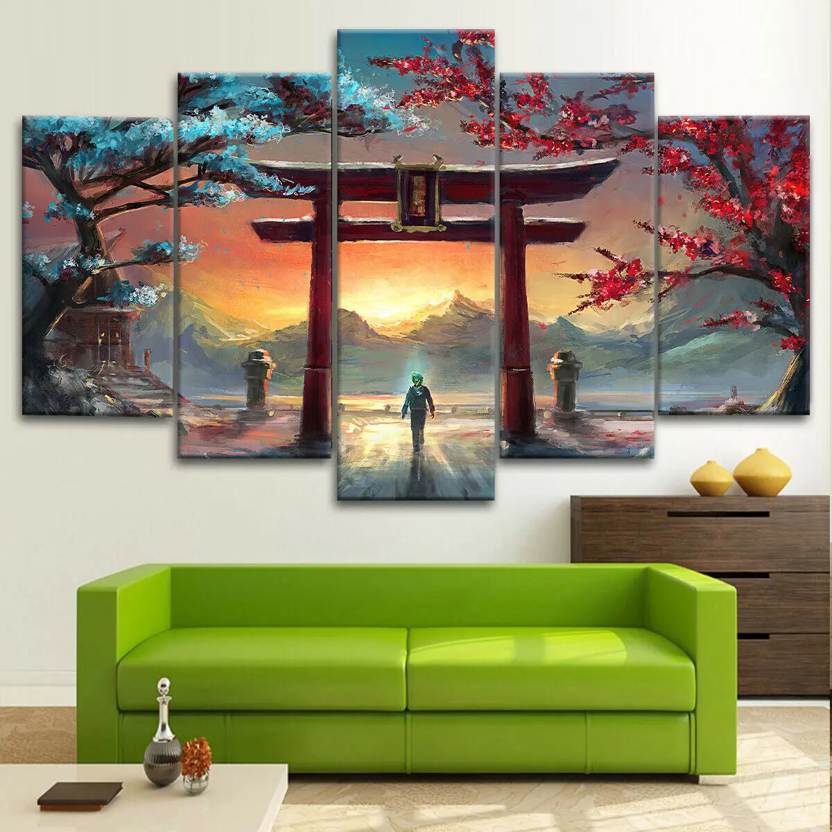 Japanese Torii Gate Blue Sea Poster Canvas Print Painting Wall Art Home Decor 5P