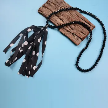 

2020 Spring Designs Monogram Black Crystal Bead Necklace Fashion Leopard And Snakeskin Tassel Necklace For Women