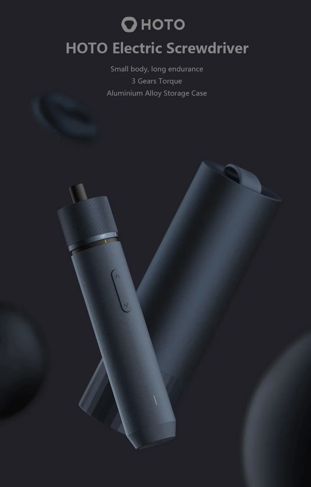 HOTO 1500mAh Straight Handle Electric Screwdriver With 12 Bits 3 Speed Torque Rechargeable Daily Screwdriver Kit Portable (12)