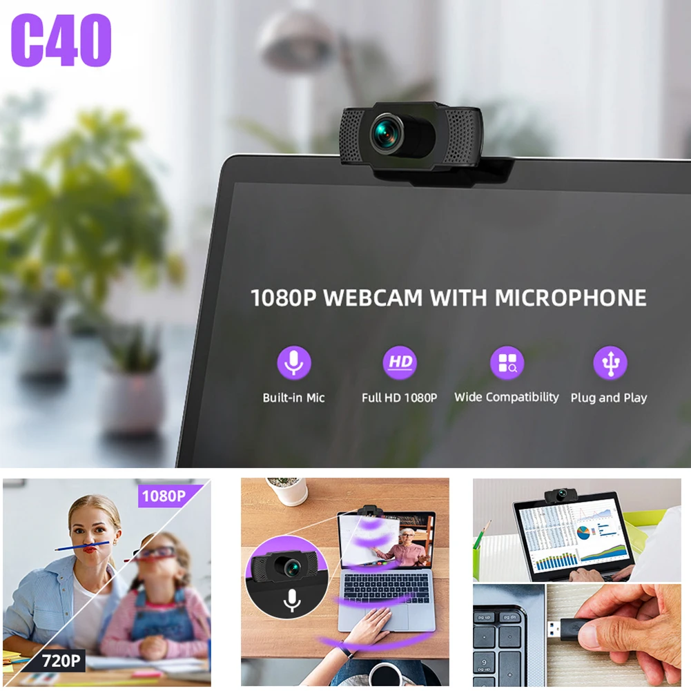 Портативная веб камера 1080P HD USB Plug and Play 90 градусов широкоформатный Встроенный