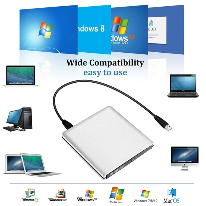 YaHey Внешний DVD/CD RW рекордер привод USB 3,0 CD/DVD-ROM ридер для Deasktop ноутбук PC+ оптический DVD привод сумка