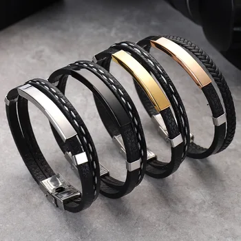 Simple New Handmade Retro Woven Leather Bracelet Popular Hand Jewelry Couple Pair Punk Bracelet