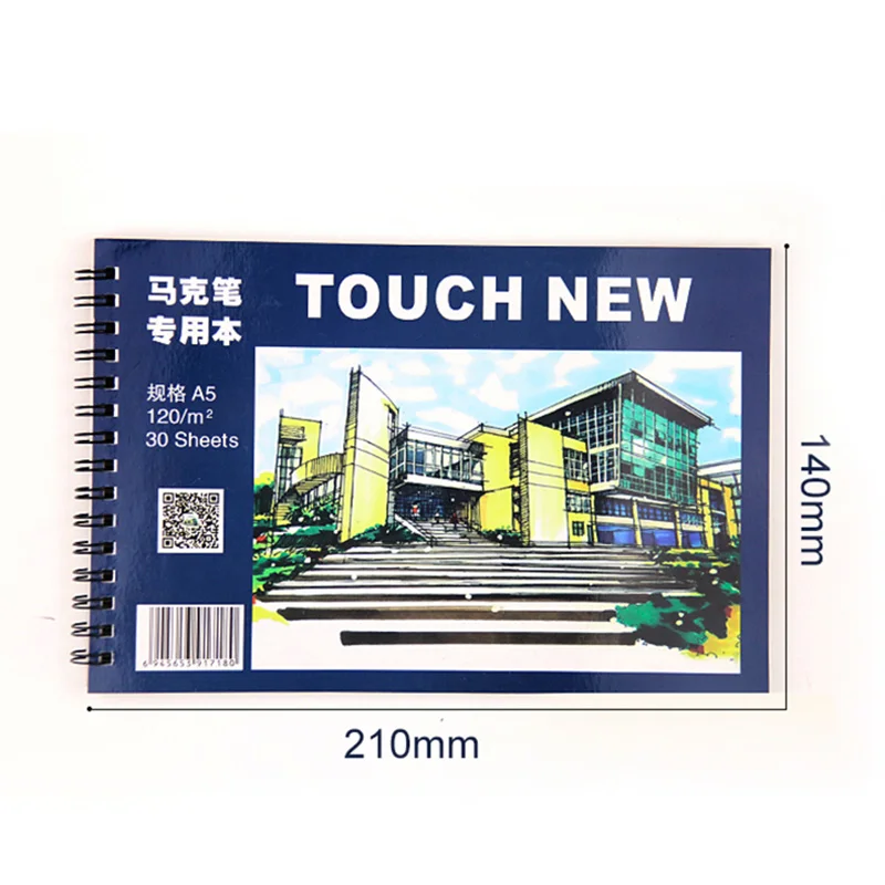 TOUCHNEW-30 hojas de 150gms A5, marcador, almohadilla de dibujo de bocetos, cuaderno de papel blanco, libreta de escritorio escolar, escritura, 1 ud.