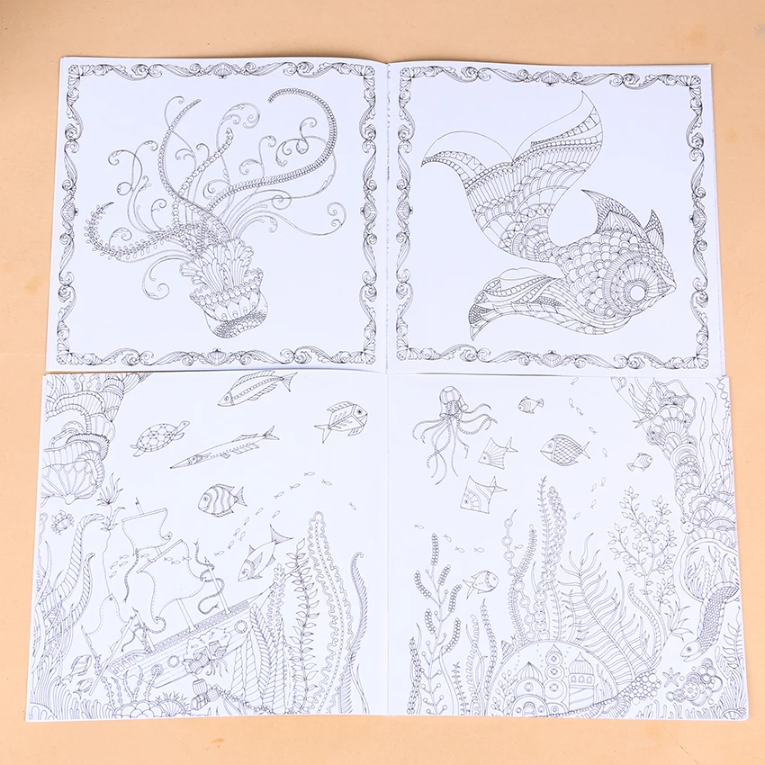 24 Pages Lost Ocean Inky Adventure Coloring Book for Children Adult Relieve Stress Kill Time Painting Drawing Art Book 1 PC 24 Pages Lost Ocean Inky Adventure Coloring Book for Children Adult Relieve Stress Kill Time Painting Drawing Art Book 1 PC