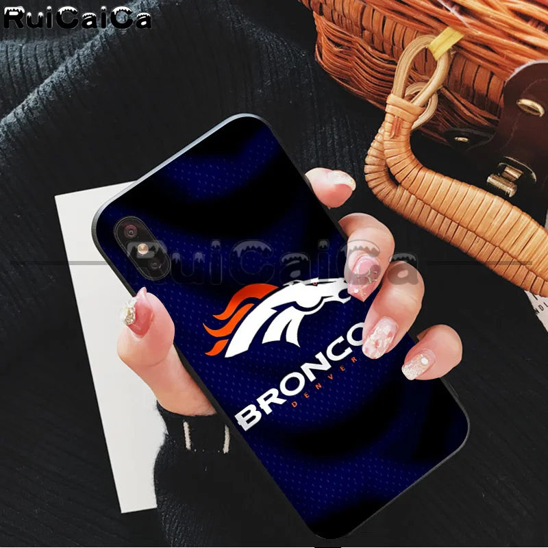 RuiCaiCa Denver Broncos Smart Cover черный мягкий чехол для iPhone X XS MAX 6 6S 7 7plus 8 8Plus 5 5S XR 11 11pro