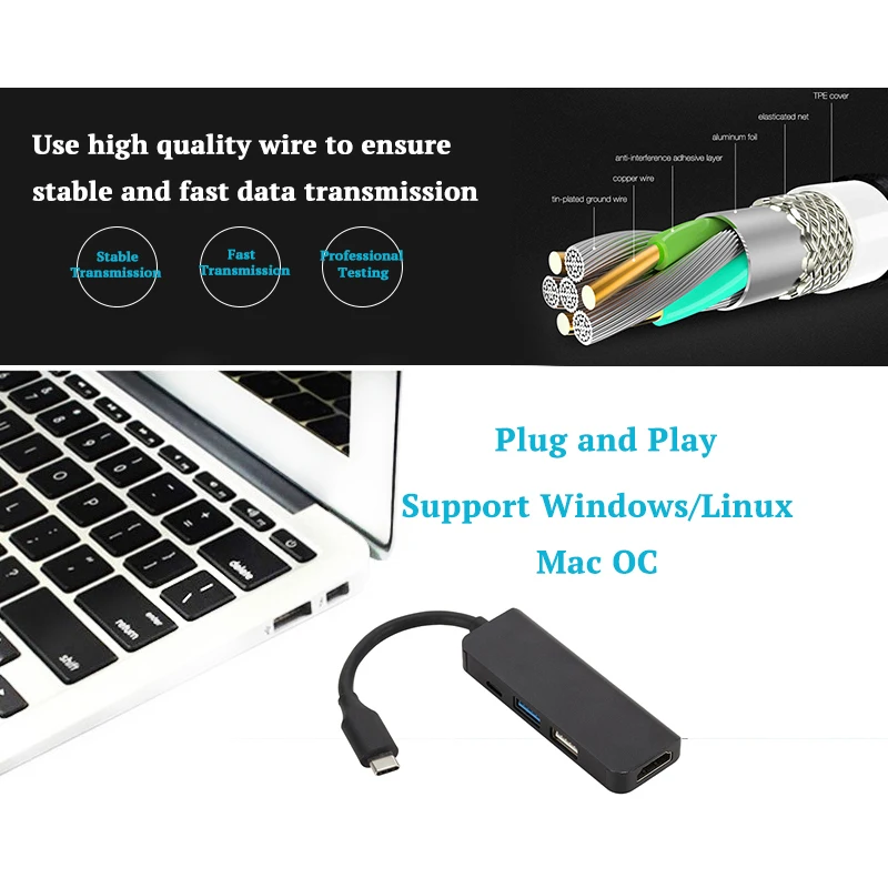 Asunflower USB C концентратор тип C до 4K HDMI адаптер usb-хаб HDMI с Micro-USB зарядка USB 3,0 2,0 порт для MacBook Pro 13