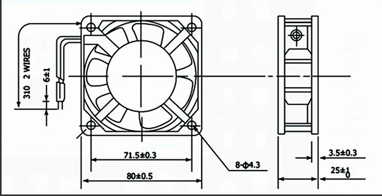 Для NMB BP802512H-03 Bi-Sonic 80*80*25 80 мм