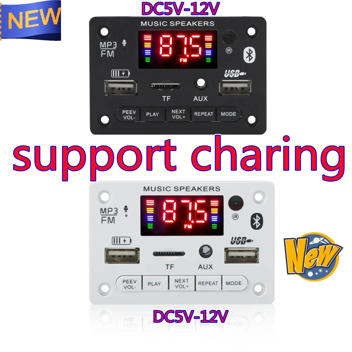 FM receiver Hands-free MP3 Player Decoder Board 12V Bluetooth 5.0 Car Radio Module Support TF USB AUX Recorders 4.8 | Электроника