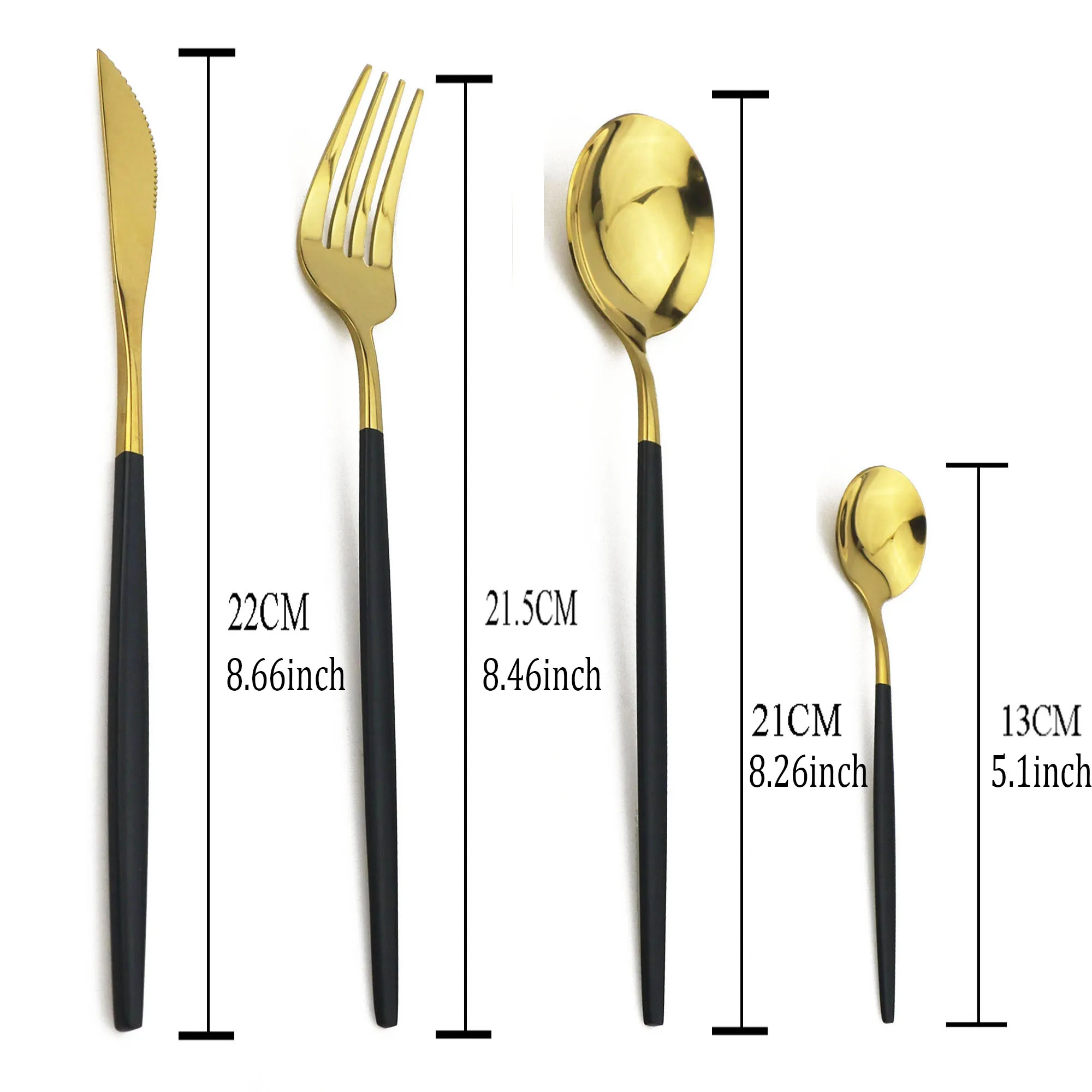 Cutlery Set Dinnerware Set Dinner Knife Fork Spoon Tableware Set Stainless Steel Flatware Silverware Wedding Hotel Glossy Black Cutlery