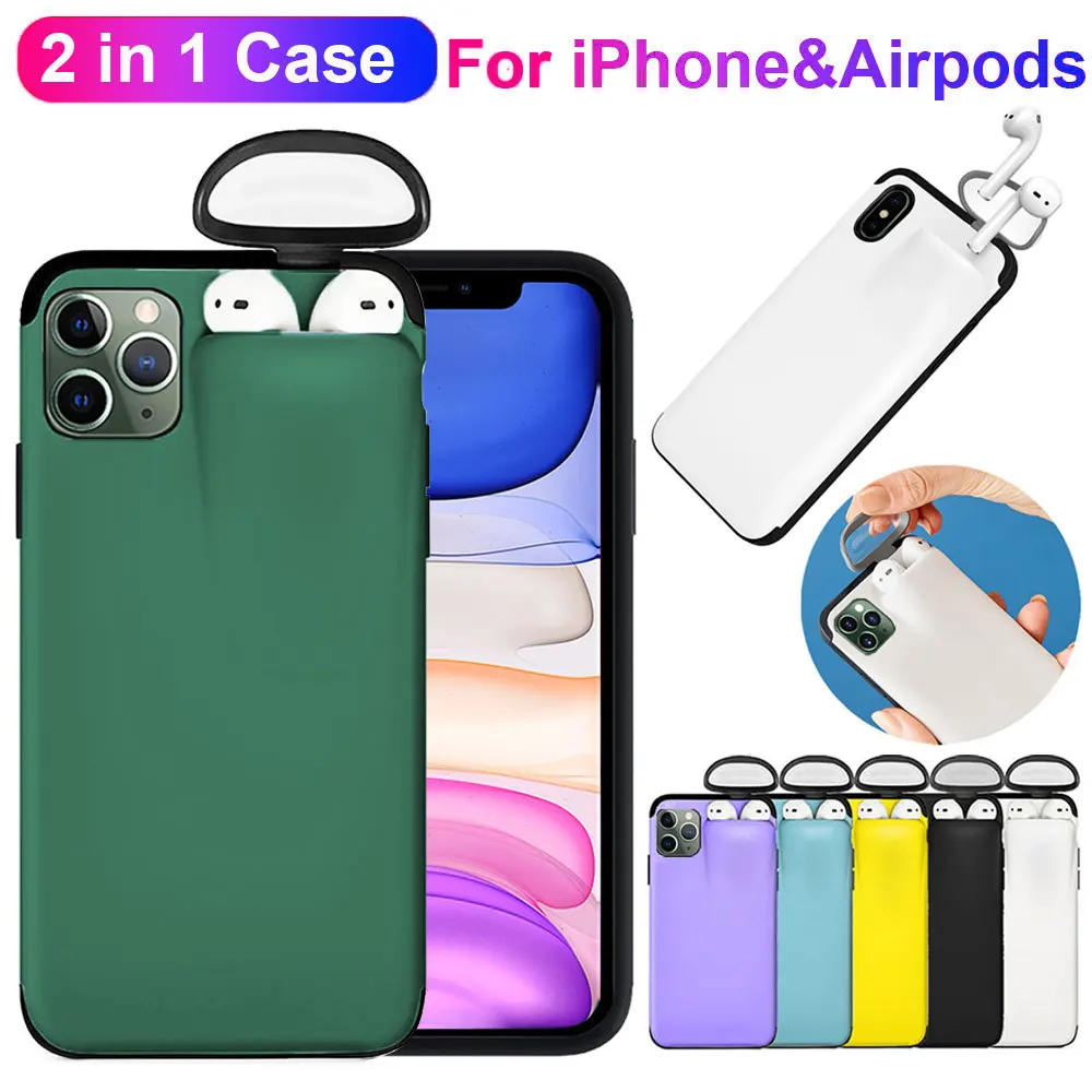 Чехол s для iPhone 11 Pro Max чехол Airpods 2/1 держатель XS XR X Прочный Гибридный сверхпрочный