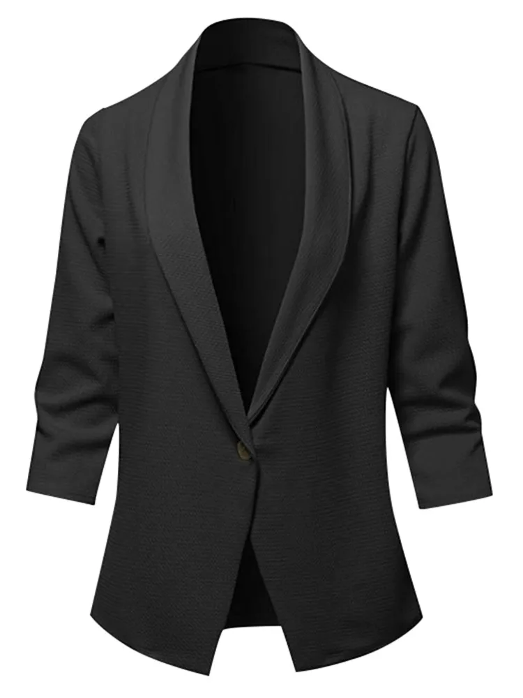Women Loose Bussiness Blazer Top Long Sleeve Casual Jacket Ladies Office Wear Coat Blouse